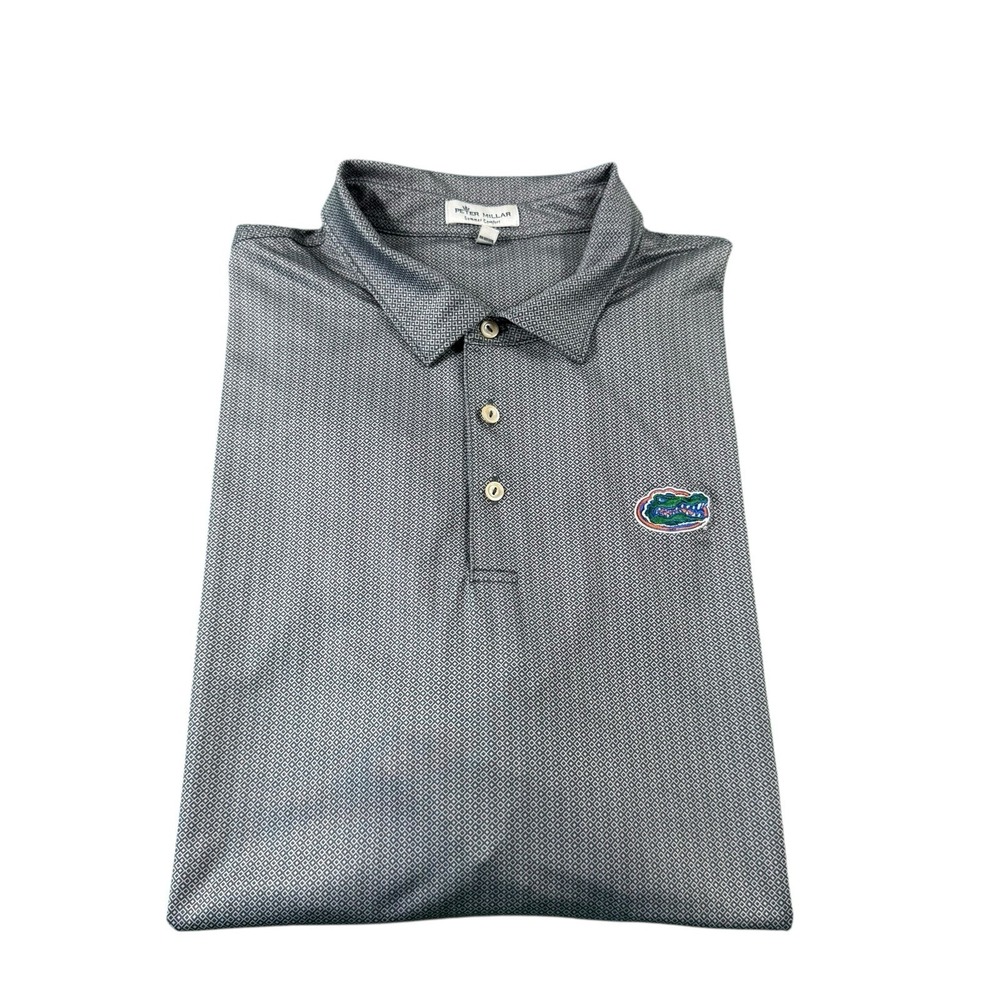Peter Millar Summer Comfort Gray Geometric Summer Gatos Golf Polo Size 2XL